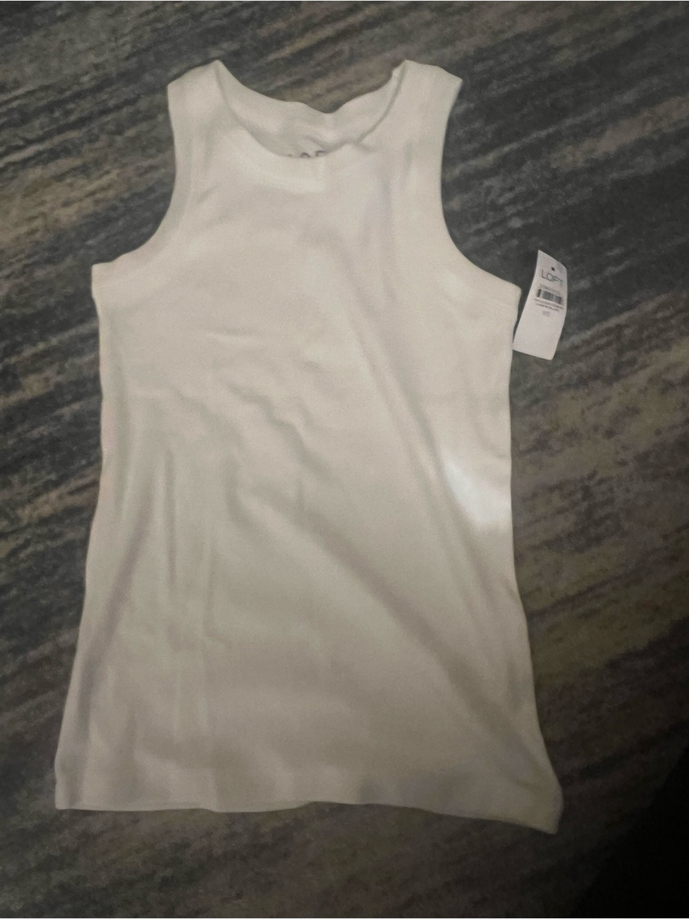 LOFT White Ribbed Sleeveless Tank Top